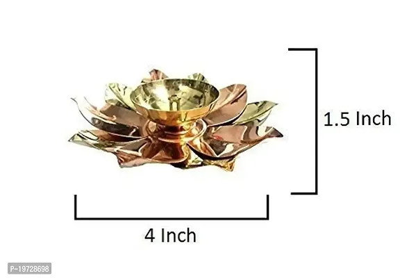 Brass Gallery Copper Lotus Shape Kamal Patti Akhand Diya (1.5x4-inches) -Set of 2-thumb2