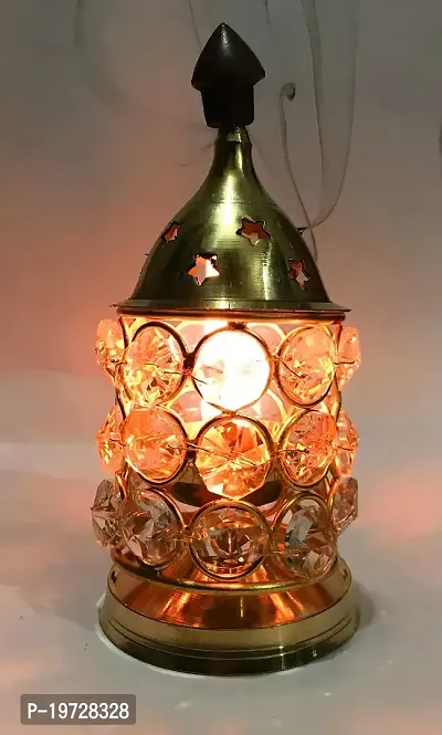 Brass Gallery Diamond Crystal Brass Akhand Diya Oil Lamp - Set of 2 Pieces-thumb5