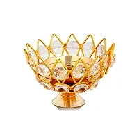 Brass Gallery Brass Small Bowl Crystal Diya Oil Lamp for Home Temple Puja  100% Brass for Temple, Home  Agarbatti Stand Safety Incense Holder with Ash Catcher (Large)-thumb1