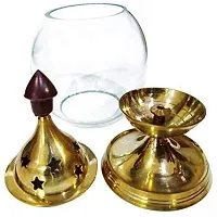 Brass Gallery Matki Glass Diya Brass Matki nand Glass Akhand Diya Lamp Brass, Glass Table Diya (Height: 15 cm)-thumb2