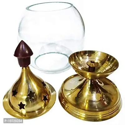 Brass Gallery Matki Glass Diya Brass Matki nand Glass Akhand Diya Lamp Brass, Glass Table Diya (Height: 15 cm)-thumb3