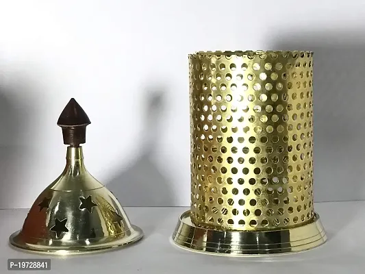 Brass gallery Brass jaali Akhand Piller Diya (Gold)-thumb3