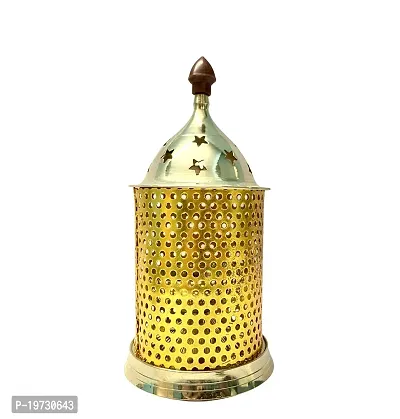 Brass Gallery Brass jaali Diya Stand Gold Colour Height 7 inch-thumb3