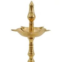 BrassLine (6INCHES) Regional Brass Kerela Fancy Diya Stand (Kuthu Vilakku) Lamp for Deepam Fancy Kerela Deepak Stand/Diwali Puja Lamp Golden-thumb2