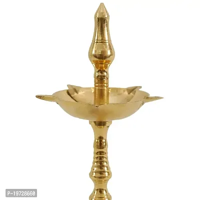 BrassLine (6INCHES) Regional Brass Kerela Fancy Diya Stand (Kuthu Vilakku) Lamp for Deepam Fancy Kerela Deepak Stand/Diwali Puja Lamp Golden-thumb3
