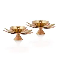Brass Gallery Brass and Copper Lotus Shape Akhand Diya Kamal Patti Diya Brass Table Diya Set of 6 pcs (Height: 1.5 Inch  Width:3 Inch)-thumb2