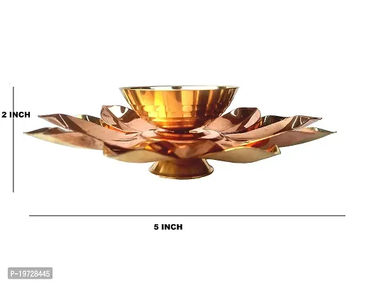 Decorate India Brass Copper Diya (5 x 5 x 2 inch, Golden)-thumb2