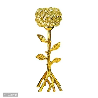 Brass Gallery Decorative Crystel Flower Tree Shape Tealight Iron and Aluminium Candle Holder-thumb0