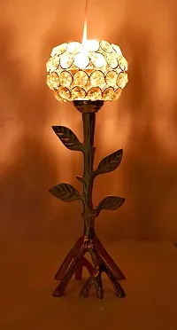 Brass Gallery Decorative Crystel Flower Tree Shape Tealight Iron and Aluminium Candle Holder-thumb3