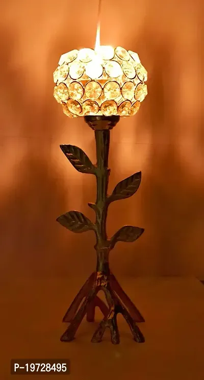Brass Gallery Decorative Crystel Flower Tree Shape Tealight Iron and Aluminium Candle Holder-thumb4