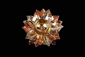 Brass Gallery Brass and Copper Lotus Shape Akhand Diya Kamal Patti Diya Brass Table Diya (Height: 2 Inch  Width: 6 Inch)-thumb4