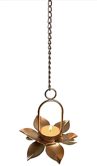 Brass Gallery Tealight Flower Hanging Diya for Home Decorated Product (Hanging Flower)-thumb2