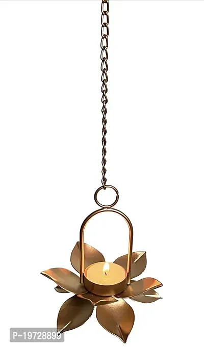 Brass Gallery Tealight Flower Hanging Diya for Home Decorated Product (Hanging Flower)-thumb3