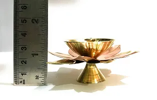 Brass Gallery Brass and Copper Lotus Shape Akhand Diya Kamal Patti Diya Brass Table Diya Set of 6 pcs (Height: 1.5 Inch  Width:3 Inch)-thumb4