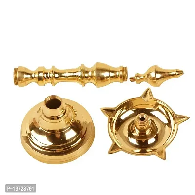 BrassLine Regional Brass Diya Stand, Golden, 8 Inches-thumb3