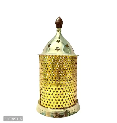 Brass Gallery Brass jaali Diya Stand Gold Colour Medium Height 6 inch