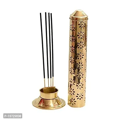 Brass Gallery Brass Small Bowl Crystal Diya Oil Lamp for Home Temple Puja  100% Brass for Temple, Home  Agarbatti Stand Safety Incense Holder with Ash Catcher (Large)-thumb3