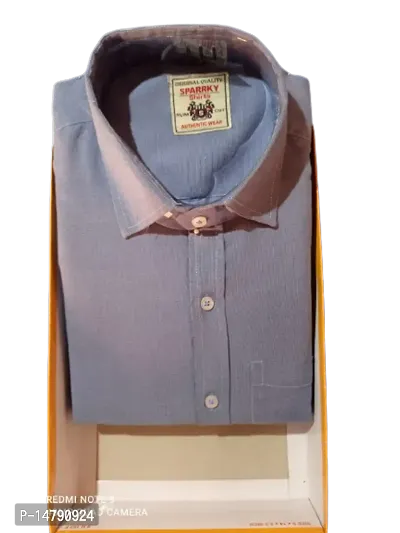 Elegant Cotton Blue Solid Formal Shirt For Men