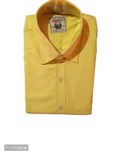 Elegant Cotton Yellow Solid Formal Shirt For Men-thumb0