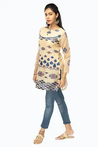 Stylish Chanderi Beige 3/4 Sleeves Kurta For Women-thumb2