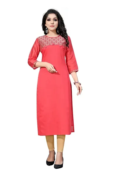 Stylish Chanderi 3/4 Sleeves Kurta For Women