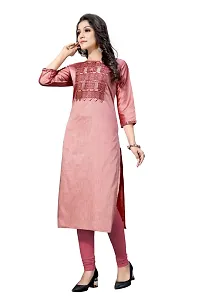 Stylish Chanderi Pink 3/4 Sleeves Kurta For Women-thumb1