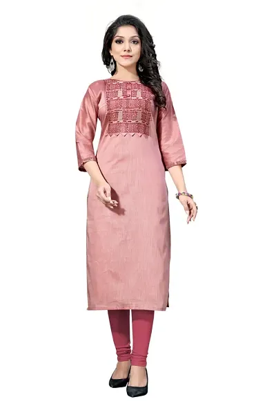 Stylish Chanderi 3/4 Sleeves Kurta For Women