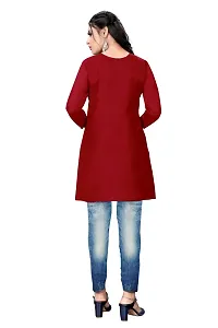 Stylish Chanderi Maroon 3/4 Sleeves Kurta For Women-thumb2