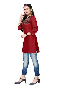 Stylish Chanderi Maroon 3/4 Sleeves Kurta For Women-thumb1