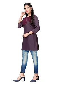 Stylish Chanderi Purple 3/4 Sleeves Kurta For Women-thumb2