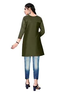 Stylish Chanderi Green 3/4 Sleeves Kurta For Women-thumb2