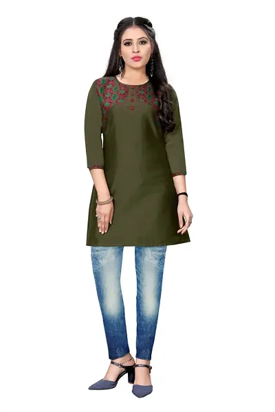 Stylish Chanderi 3/4 Sleeves Kurta For Women