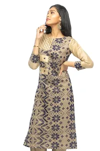 Stylish Chanderi Golden 3/4 Sleeves Kurta With Pant Set For Women-thumb1
