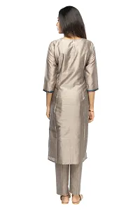 Stylish Chanderi Multicoloured 3/4 Sleeves Kurta With Pant Set For Women-thumb3