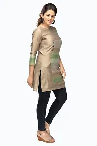 Stylish Chanderi Multicoloured 3/4 Sleeves Short Kurta For Women-thumb2
