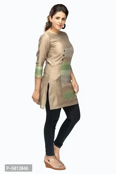 Stylish Chanderi Multicoloured 3/4 Sleeves Short Kurta For Women-thumb3