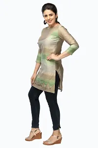 Stylish Chanderi Multicoloured 3/4 Sleeves Short Kurta For Women-thumb1