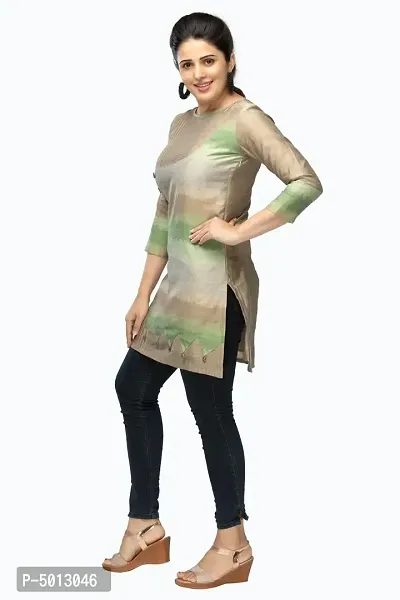 Stylish Chanderi Multicoloured 3/4 Sleeves Short Kurta For Women-thumb2