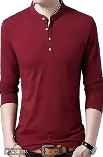 Comfortable Red Cotton Blend Tees For Men Pack Of 1