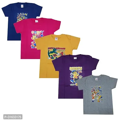 Stylish Printed Cotton Tshirt for Kid Boy, Pack of 5