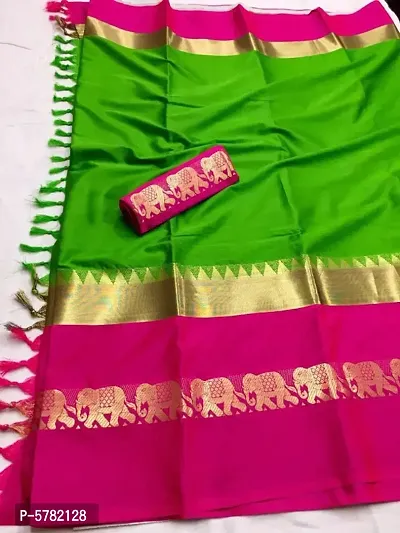Womens Cotton Silk Saree with Blouse Piece-thumb0