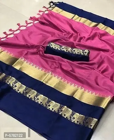 Womens Cotton Silk Saree with Blouse Piece-thumb0