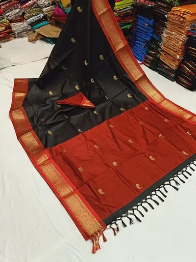 Stylish Cotton Banarasi Silk Sarees With Blouse Piece