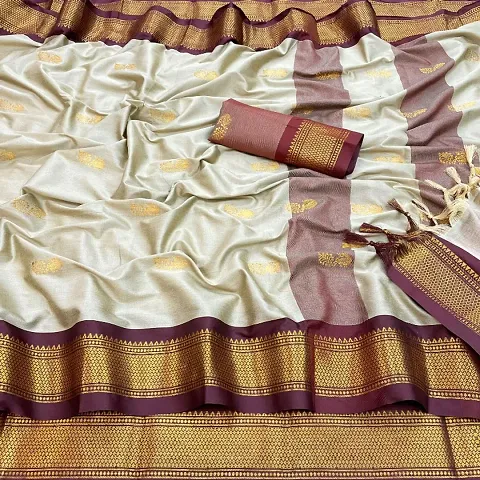 Beautiful Cotton Silk Woven Design Saree with Blouse piece