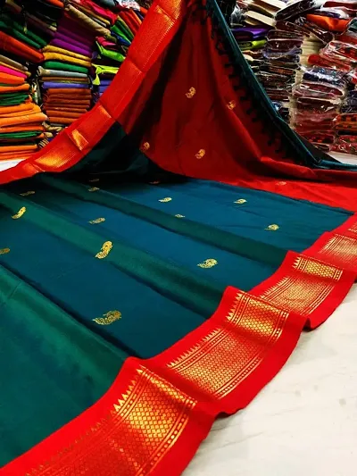 Paithani Cotton Silk Jacquard Sarees with Blouse piece