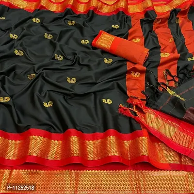 Cotton Silk Paithani Woven Saree with Blouse piece-thumb0