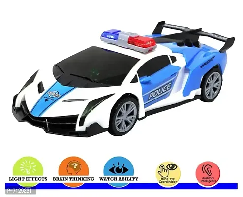 Quasar Toy Police Dancing Rescue Cars Toy Vehicles for Children Plastic Toy 360 Degree Rotating 3D Light Music-thumb3