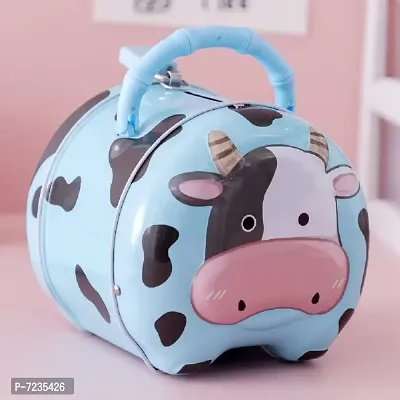 Quasar Cute Attractive Cartoon Cow Themes Money Bank for Kids with Lock and Key Coin Bank Money Box Safe Piggy Bank with Lock, Savings Bank-thumb0