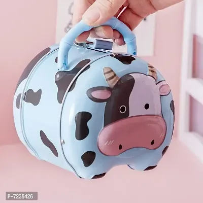 Quasar Cute Attractive Cartoon Cow Themes Money Bank for Kids with Lock and Key Coin Bank Money Box Safe Piggy Bank with Lock, Savings Bank-thumb2