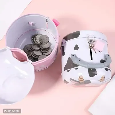 Quasar Cute Attractive Cartoon Cow Themes Money Bank for Kids with Lock and Key Coin Bank Money Box Safe Piggy Bank with Lock, Savings Bank-thumb4